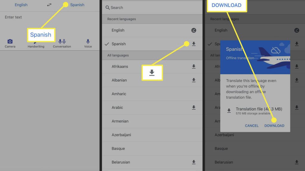 Offline translation in google Translate